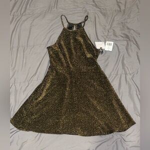 Gold shimmering juniors mini dress